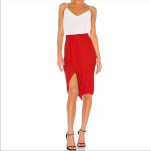1. State- NWT Red Animal Print Ruffled Wrap Skirt